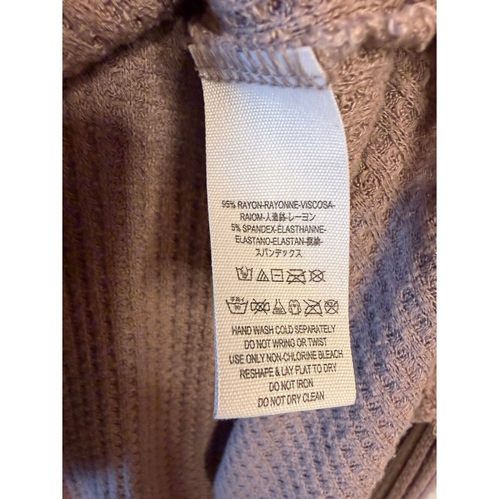 We The Free Waffle Knit Cowl Neck High Low Hem Long Sleeve‎ Top Mauve Medium - Picture 3 of 6